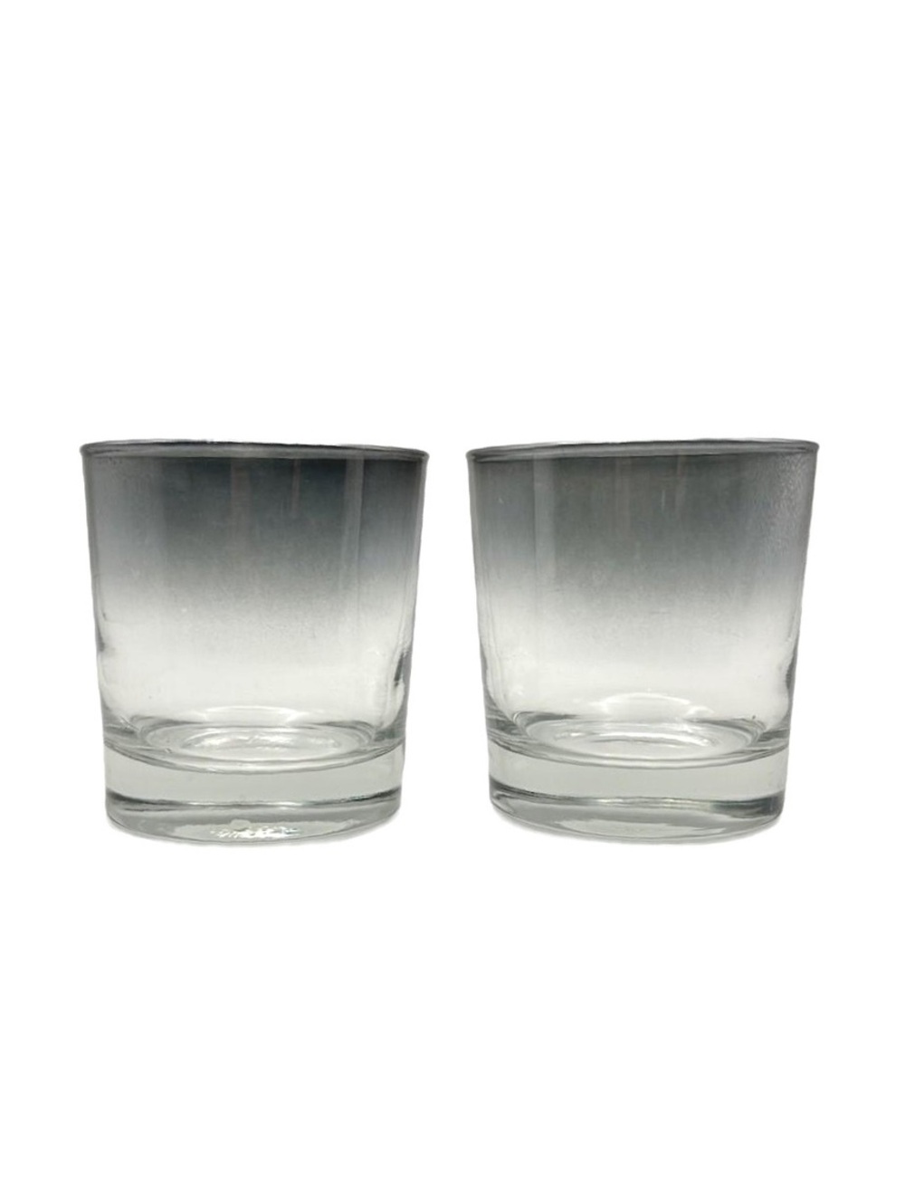 Vintage Ombre Silver Fade Rocks Glasses. Set of Two